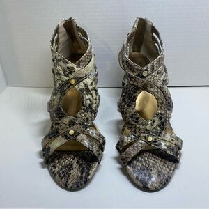 GUESS Snake Skin Open Toe High Heel Shoes Zipper Backs